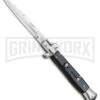 9.5" Anomaly Stiletto Black Automatic Knife - Bayonet Satin Plain