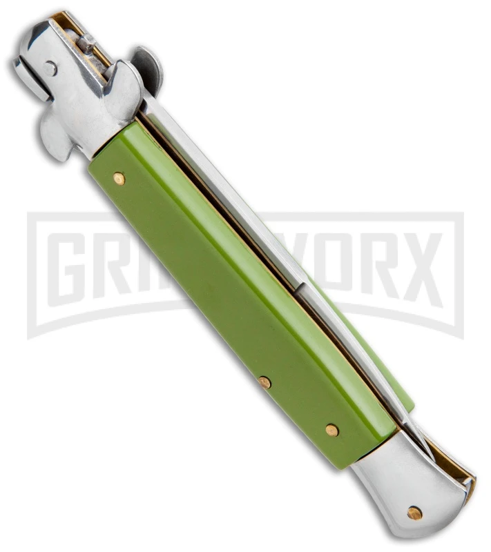 9" Milano Stiletto Automatic Knife Military Green - Bayonet - Image 3