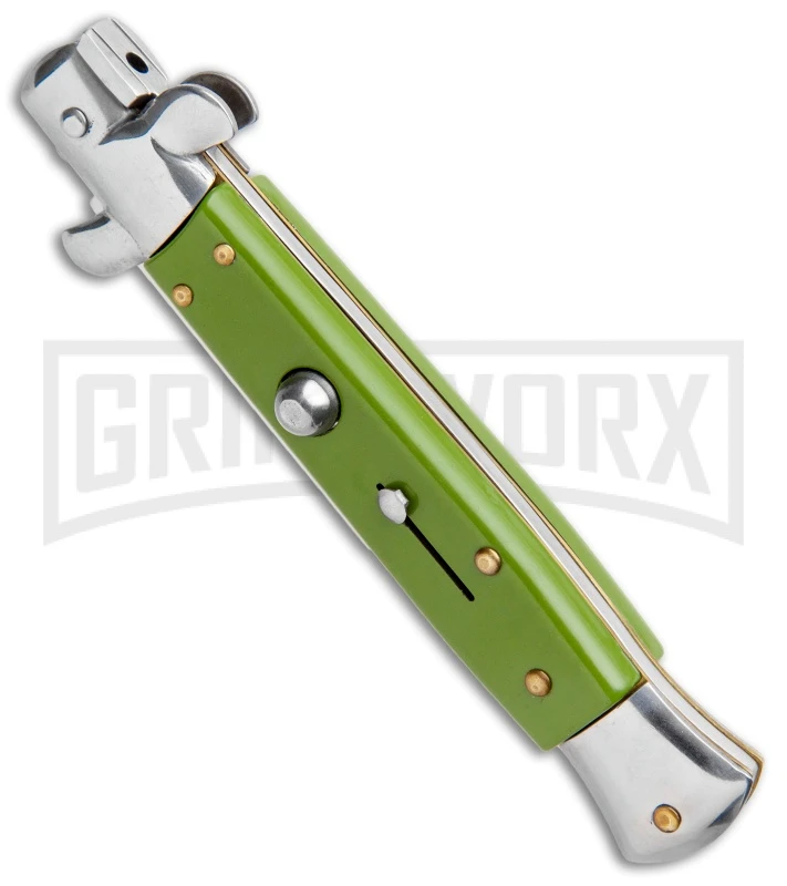 9" Milano Stiletto Automatic Knife Military Green - Bayonet - Image 2
