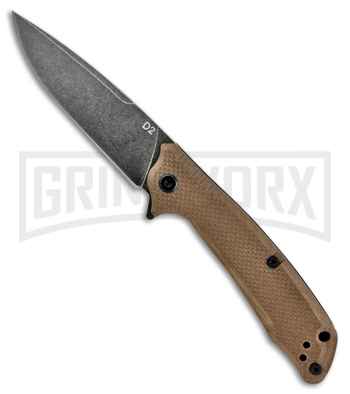 ABKT Elite Desert Scavenger Tan G-10 Liner Lock Knife - Black Stonewash Plain