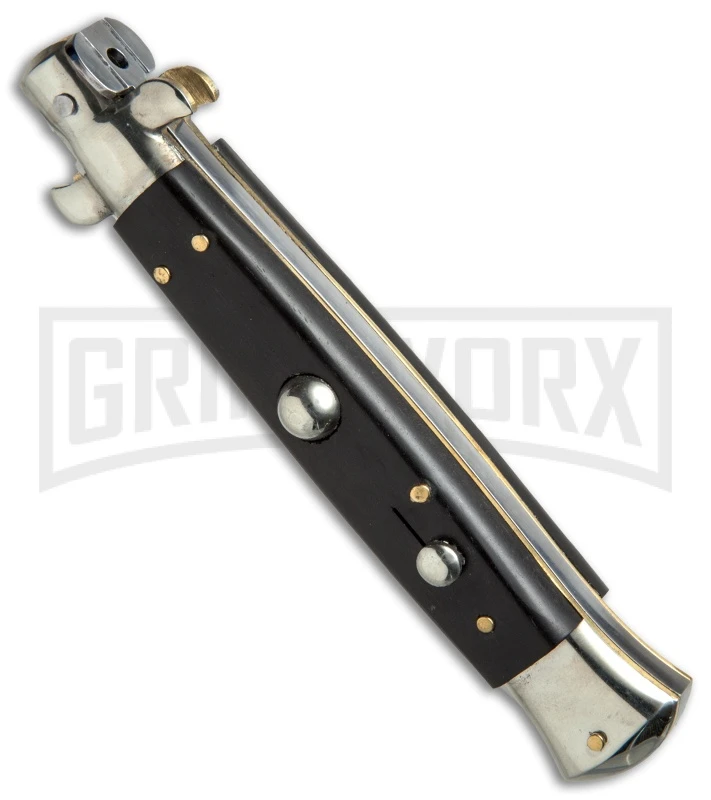 AGA Campolin 10" Ebony Picklock Stiletto Automatic Knife - Satin Kris - Image 2