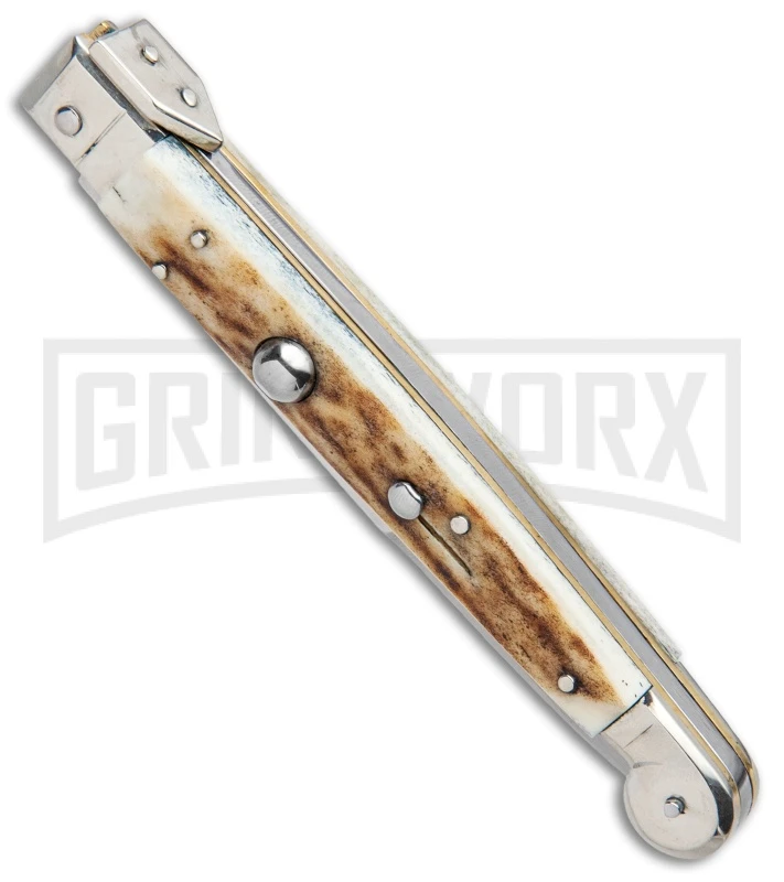 A.G.A. Campolin 9" Sicilian Stag Picklock Auto Sillito Knife - Bayonet - Image 2