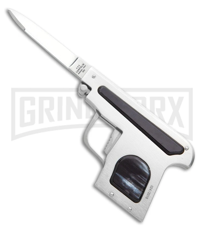 AGA Campolin Dark Horn Automatic Gun Knife - Satin Plain