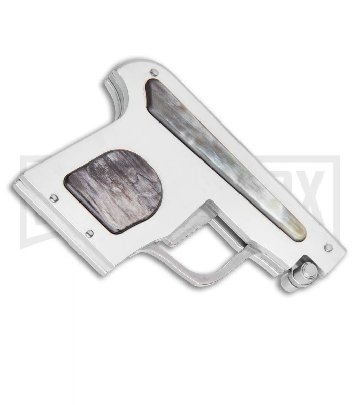 AGA Campolin Dark Horn Automatic Gun Knife - Satin Plain - Image 3