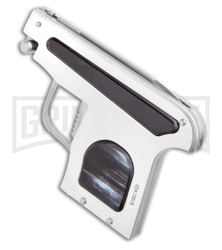 AGA Campolin Dark Horn Automatic Gun Knife - Satin Plain - Image 2