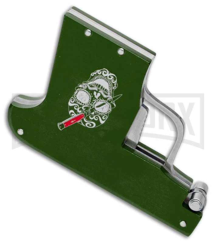 AGA Campolin Green Automatic Gun Knife - Satin Plain - Image 2