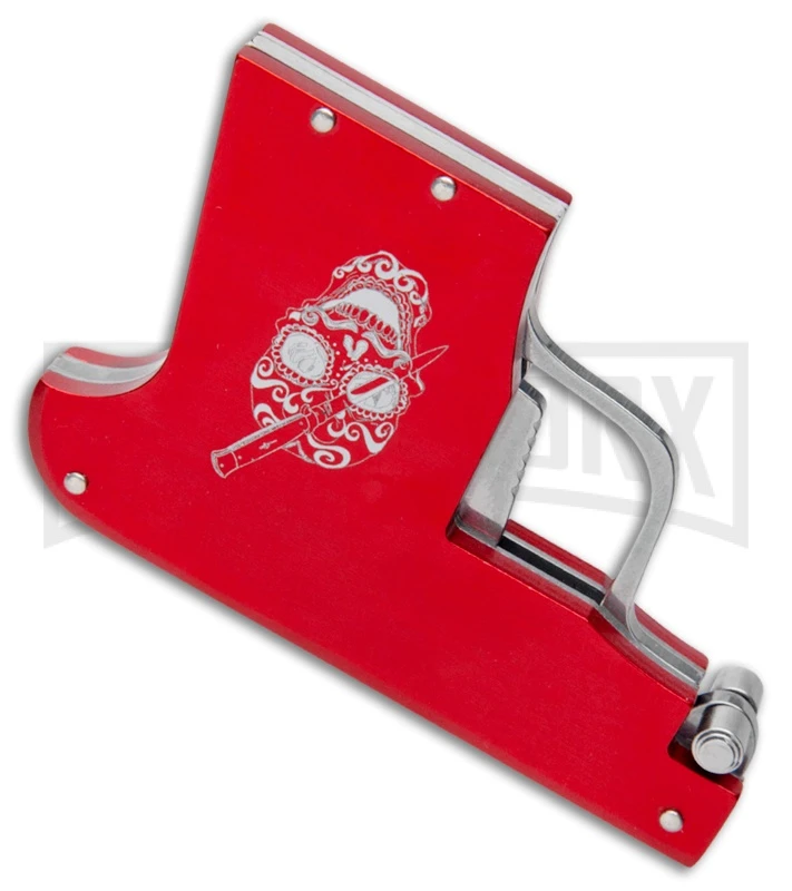 AGA Campolin Red Automatic Gun Knife - Satin Plain - Image 2