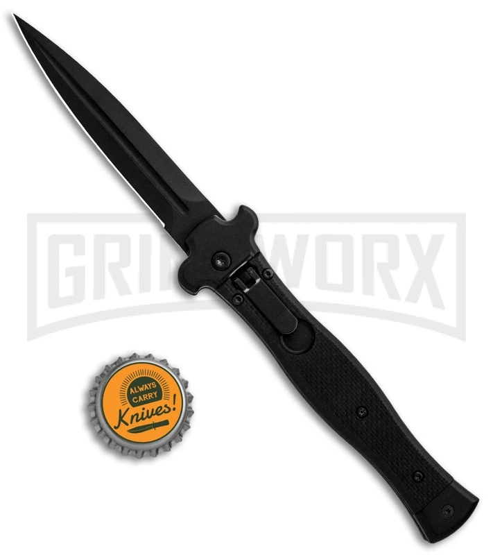 AGA Campolin Zero SWAT G-10 Leverlock Automatic Knife - Dagger Black Plain - Image 4