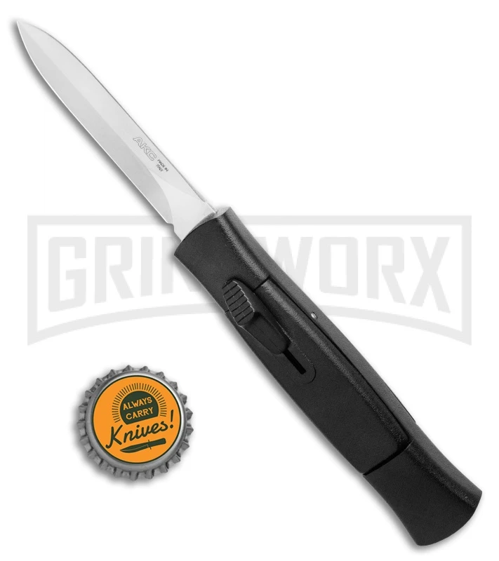 AKC 007 Concord Black OTF Automatic Knife - Dagger Satin - Image 4
