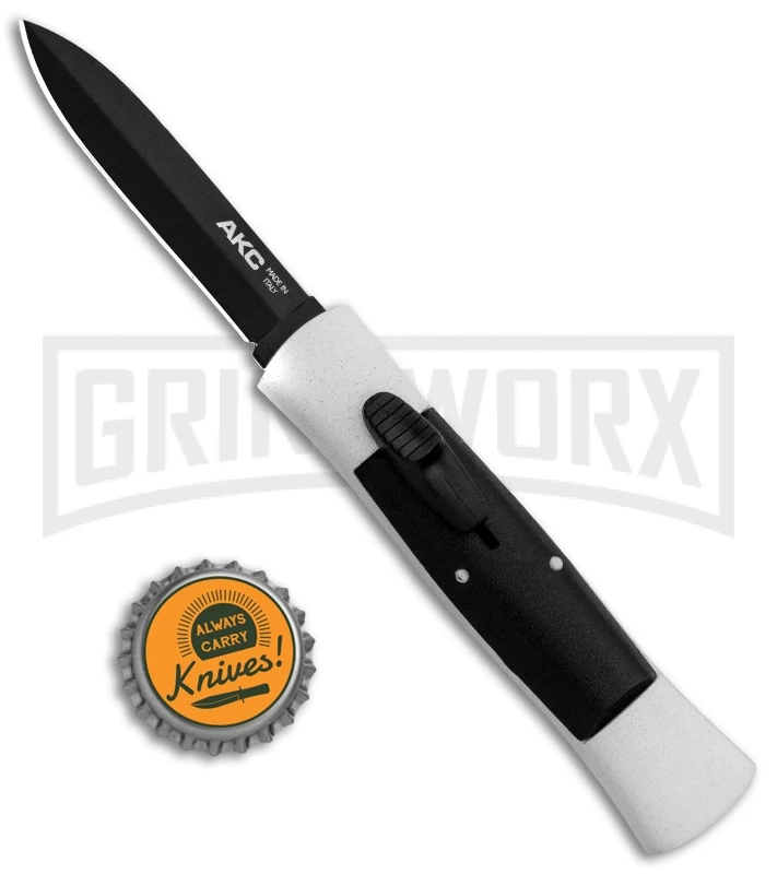 AKC 007 Concord White/Black OTF Automatic Knife - Dagger Black - Image 4