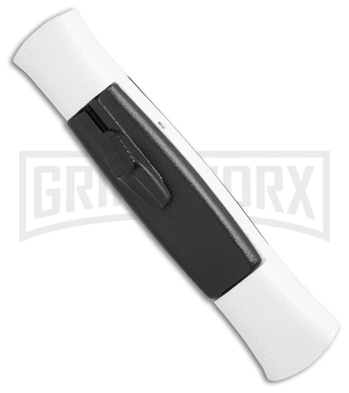 AKC 077 Concord White/Black OTF Automatic Knife - Flat Satin Plain - Image 2