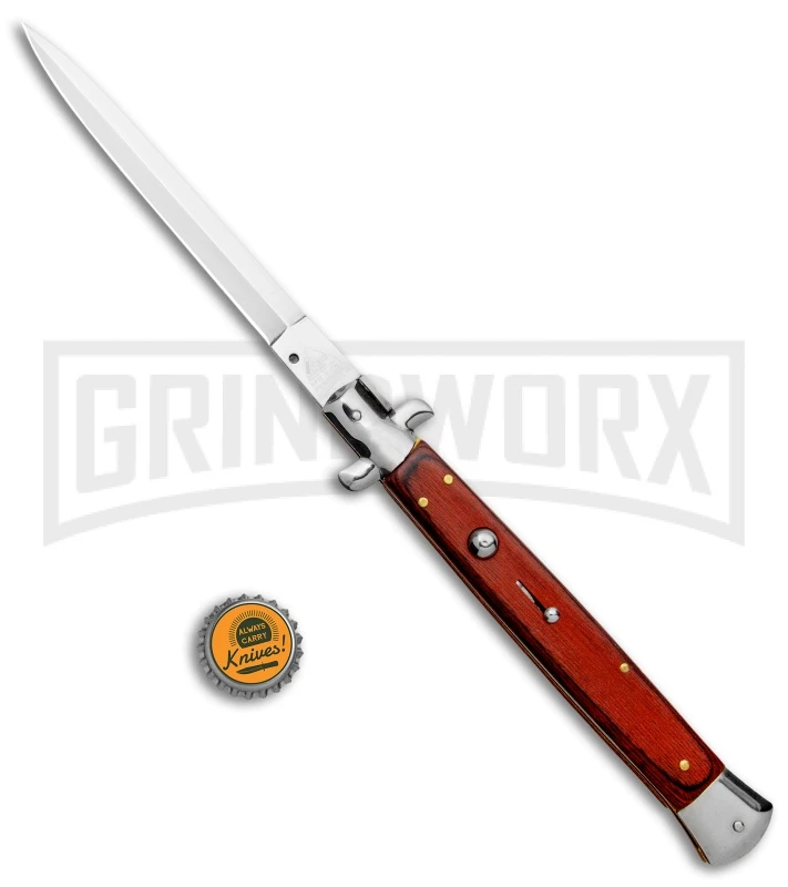 AKC 13" Rosewood Automatic Italian Dagger Stiletto (Satin Plain) - Image 5