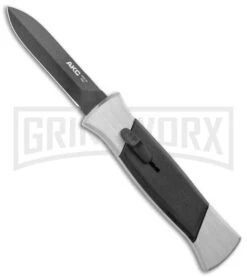 AKC 777 Blackfinger Brushed Aluminum OTF Automatic Knife - Dagger Black Plain