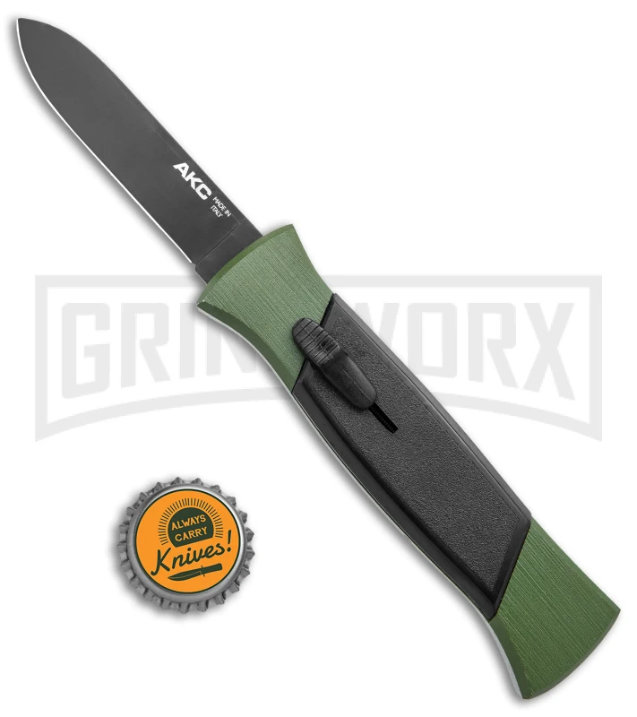 AKC 777 Blackfinger Green/Black OTF Automatic Knife - Black Plain - Image 4