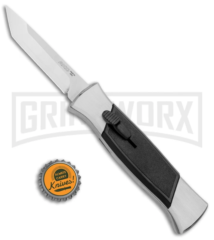 AKC 777 Blackfinger Brushed Aluminum OTF Automatic Knife - SW Tanto - Image 4