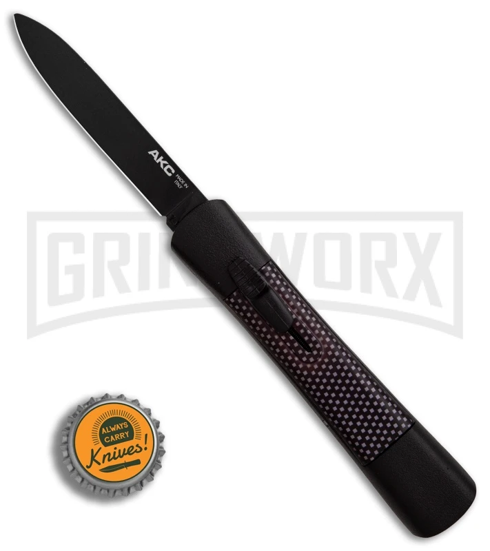 AKC Concord Sim Carbon Fiber OTF Automatic Knife - Flat Black - Image 4