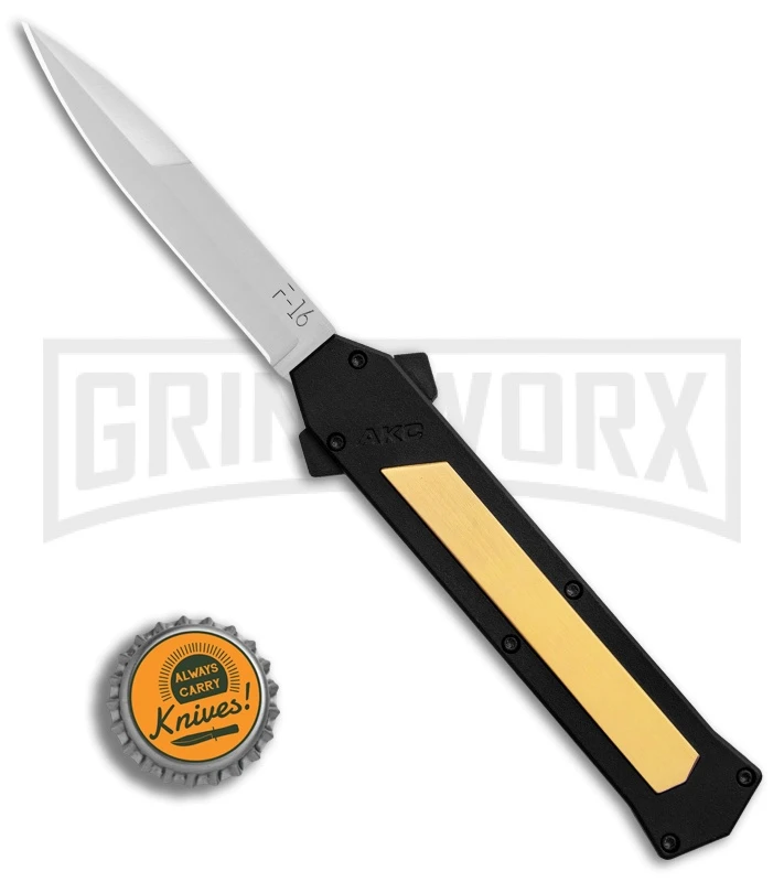 AKC F-16 Brass D/A OTF Automatic Knife - Bayo Satin Plain - Image 4