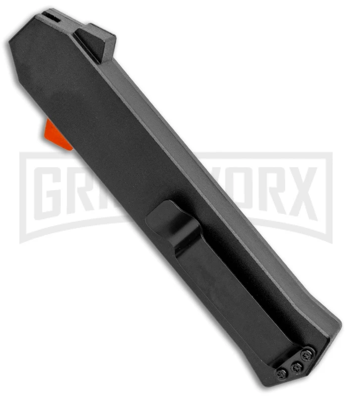 AKC F-16 Black D/A OTF Automatic Knife + Orange Button - Bayo Satin Plain - Image 3