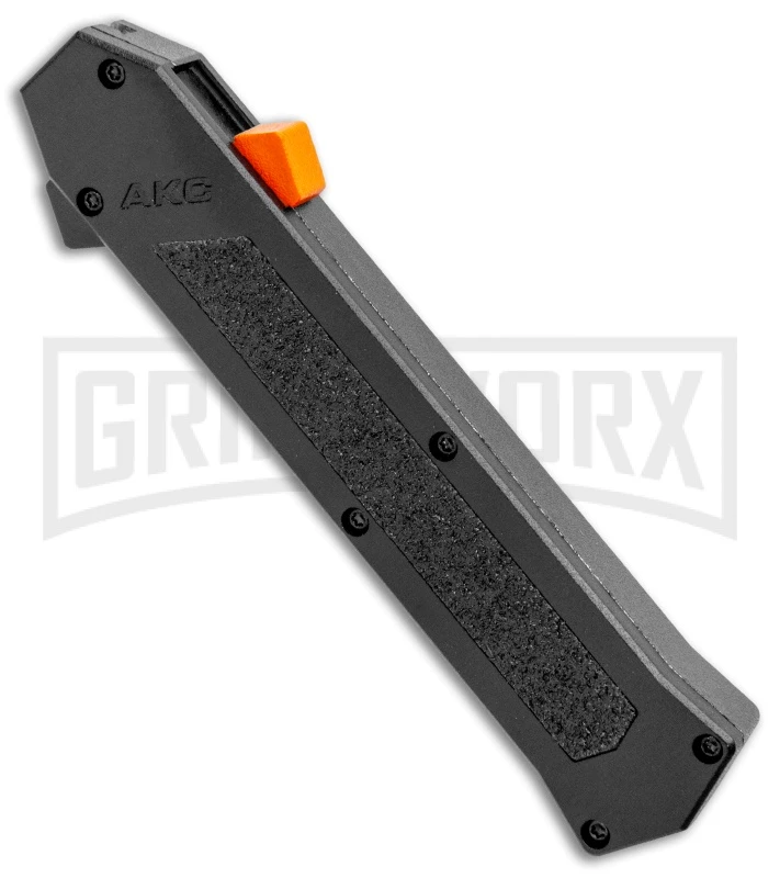 AKC F-16 Black D/A OTF Automatic Knife + Orange Button - Bayo Satin Plain - Image 2
