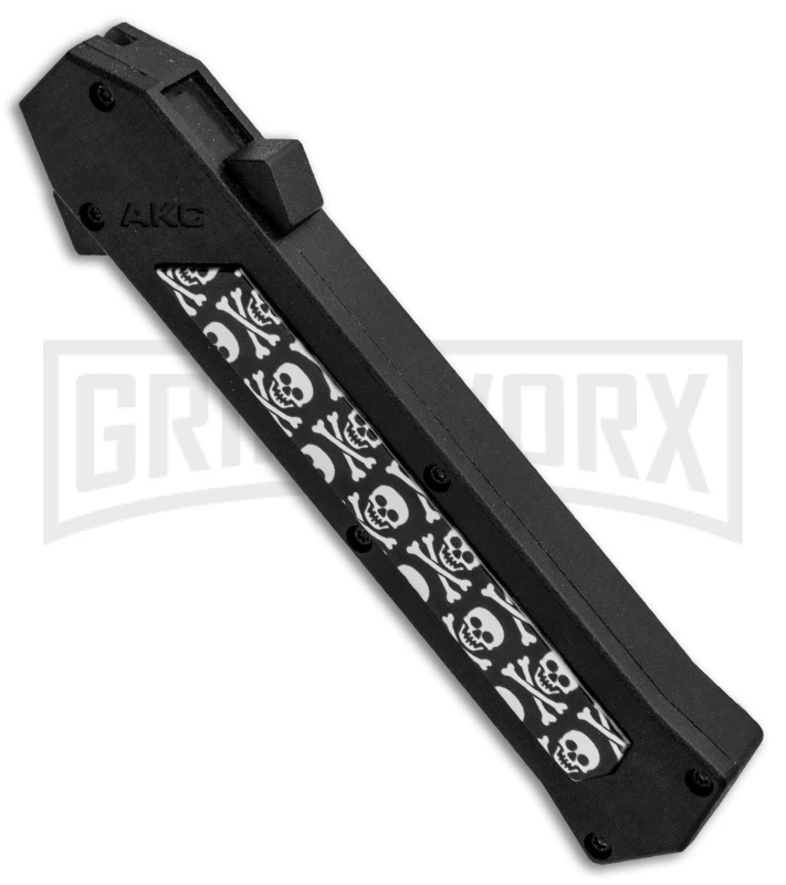 AKC F-16 Skulls D/A OTF Automatic Knife - Bayo Satin Plain - Image 2