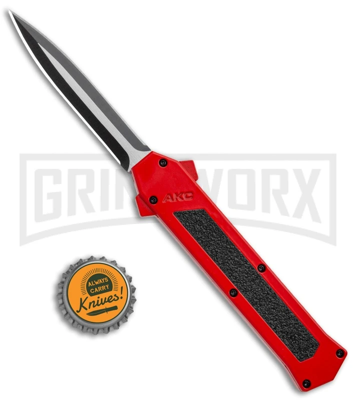 AKC F-16 Red D/A Dagger OTF Automatic Knife - Dagger Two Tone Plain - Image 4