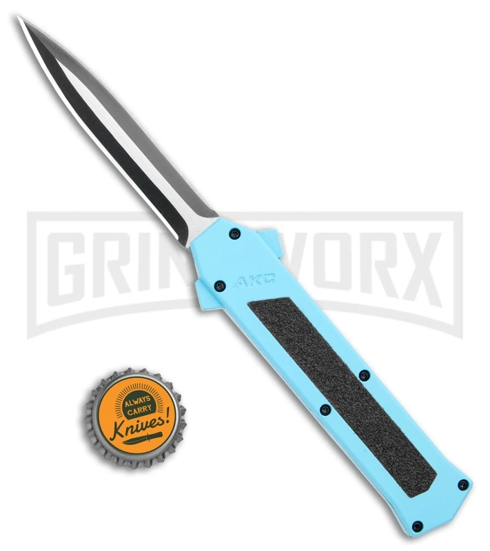 AKC F-16 Teal D/A OTF Automatic Knife - Dagger Two Tone Plain - Image 4