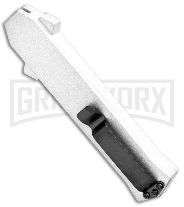 AKC F-16 White D/A OTF Automatic Knife - Dagger Satin Plain - Image 3
