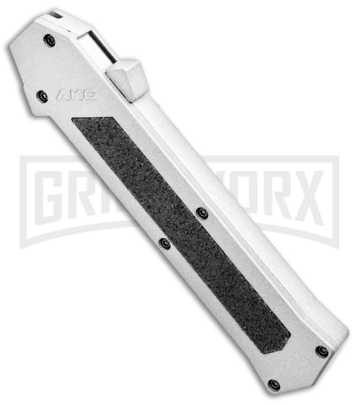 AKC F-16 White D/A OTF Automatic Knife - Dagger Satin Plain - Image 2