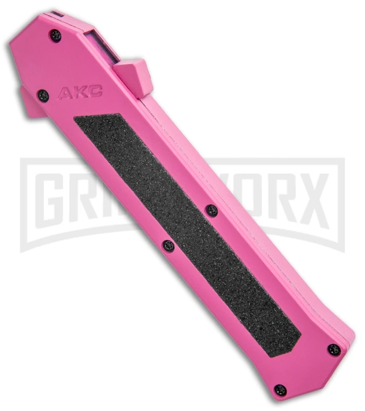 AKC F-16 Pink D/A OTF Automatic Knife - Dagger Satin Plain - Image 2