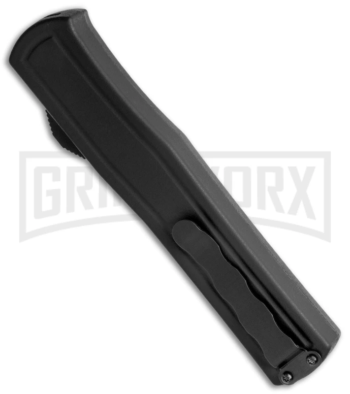AKC F-20 Black D/A OTF Automatic Knife - Spear Point Black Plain - Image 3