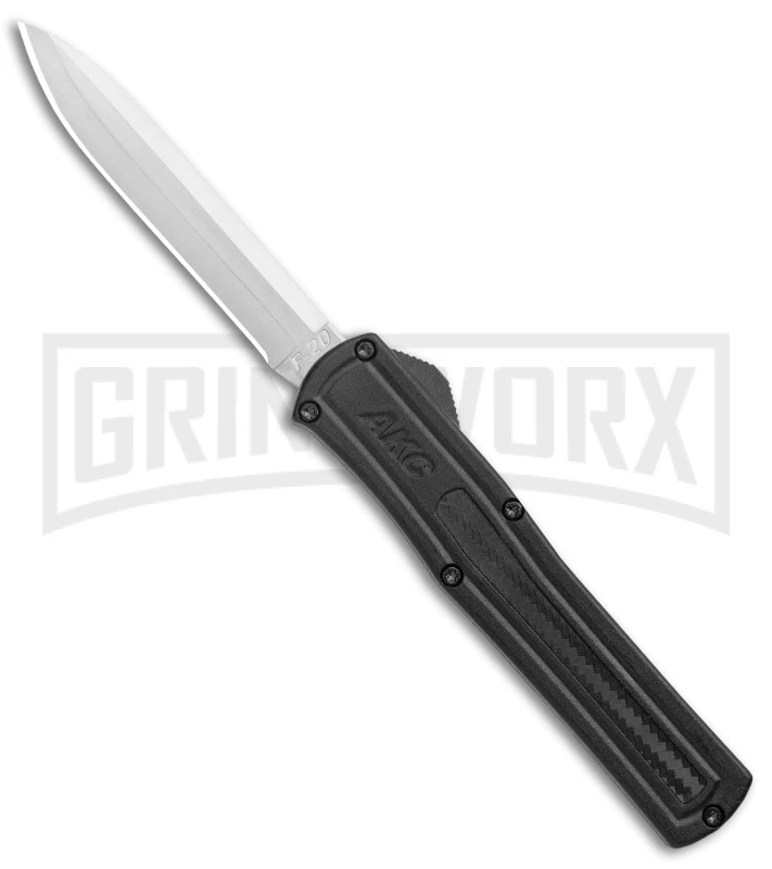 AKC F-20 Black CF D/A OTF Automatic Knife - Spear Point Satin Plain
