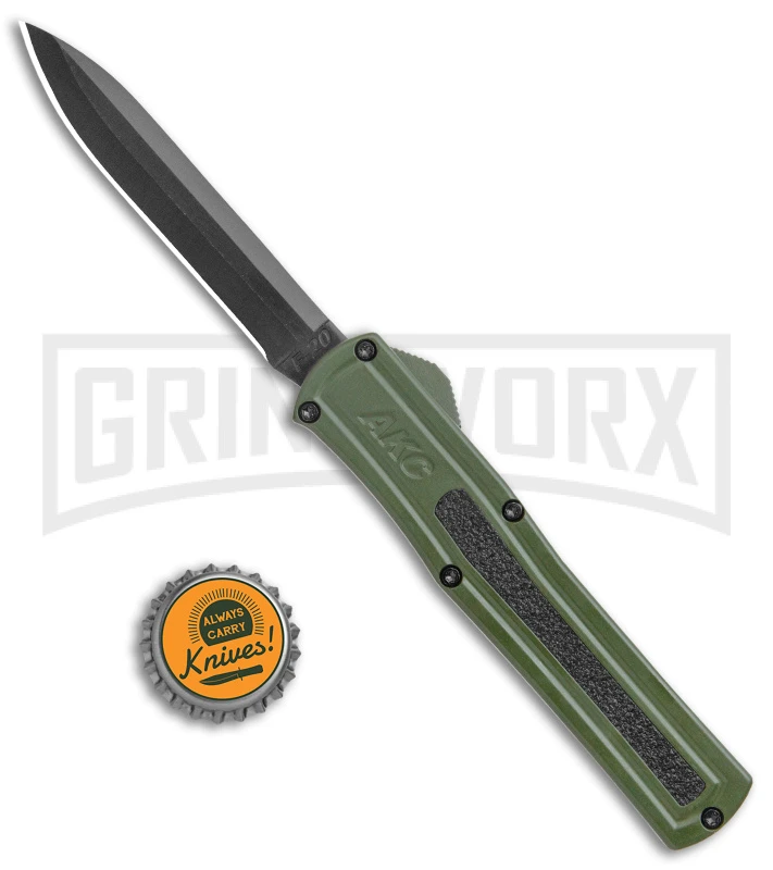 AKC F-20 Green D/A OTF Automatic Knife - Black Plain - Image 4