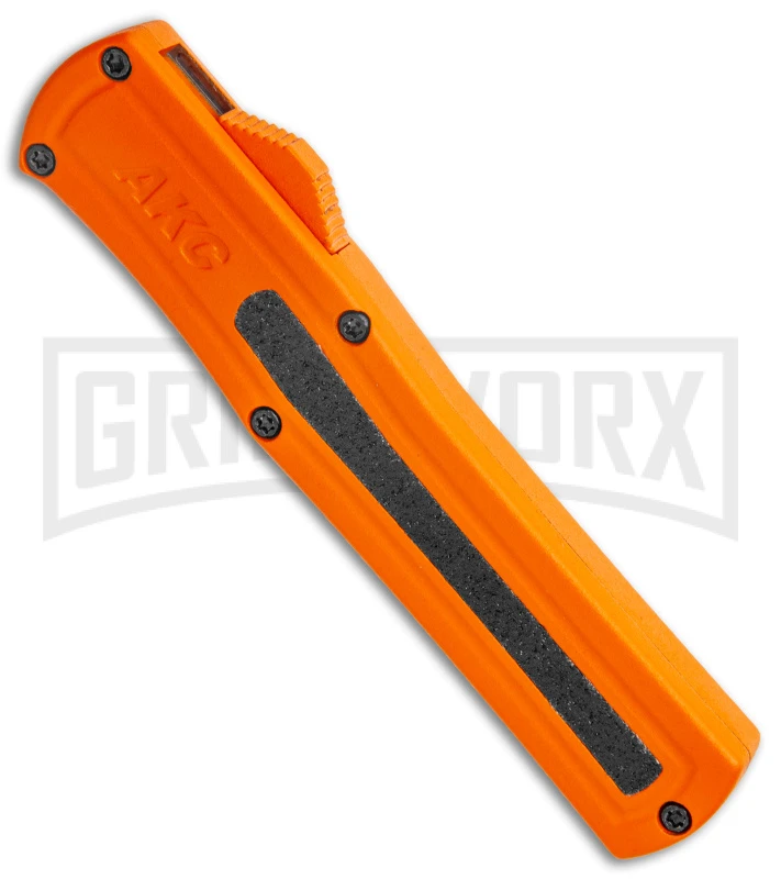 AKC F-20 Orange D/A OTF Drop Point Automatic Knife - Satin Plain - Image 2