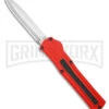 AKC F-20 Red Aluminum DBL Dagger OTF Automatic Knife - Satin Plain