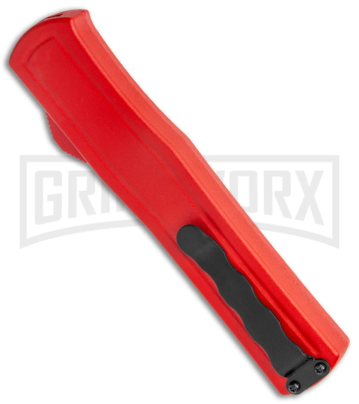 AKC F-20 Red D/A OTF Automatic Knife - Satin Plain - Image 3