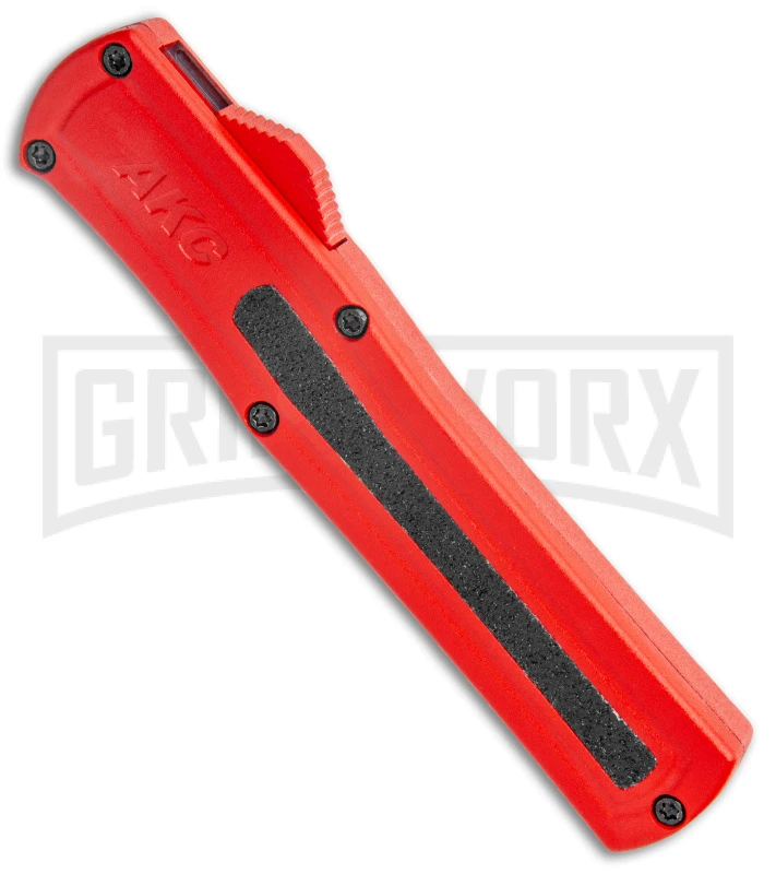 AKC F-20 Red D/A OTF Automatic Knife - Satin Plain - Image 2