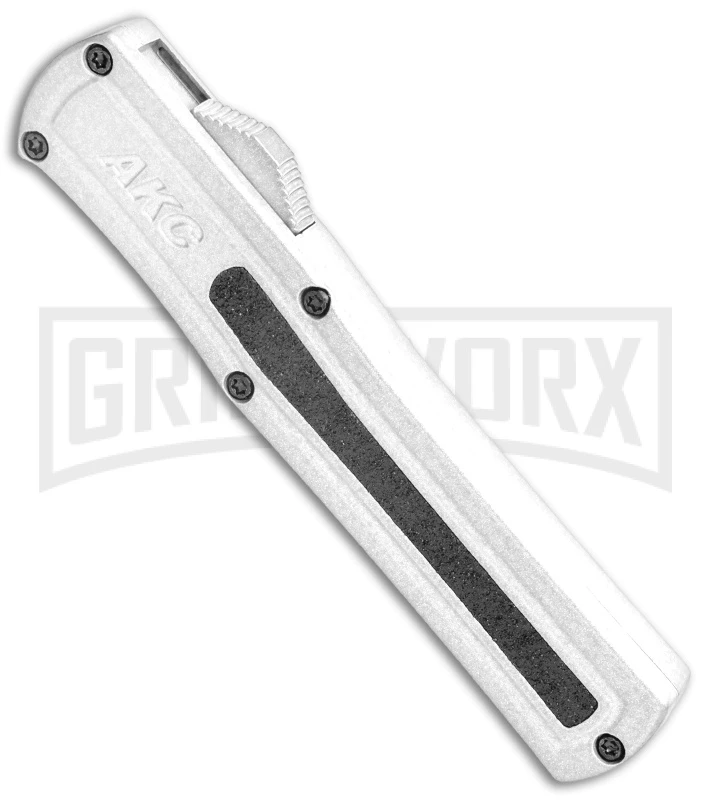 AKC F-20 White D/A OTF Automatic Knife - Dagger Satin Plain - Image 2