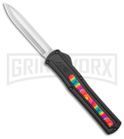 AKC F-20 Black W/ Tie Dye Inlay D/A OTF Automatic Knife - Satin Plain