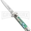 AKC 7.75" Leverletto Abalone Automatic Knife - Flat