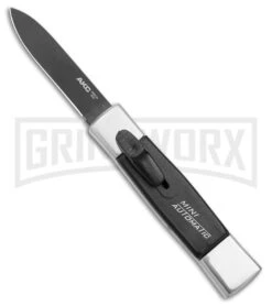 AKC Minion Concord Polish/Black OTF Automatic Knife - Flat Grind Black Plain