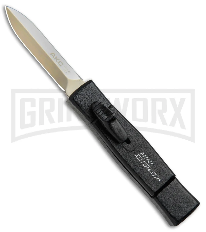 AKC Minion Concord Black OTF Automatic Knife - Dagger Gold Plain