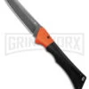AKC Smarty Black W/Orange Bolster Automatic Knife Reverse Tanto - Black SW Plain