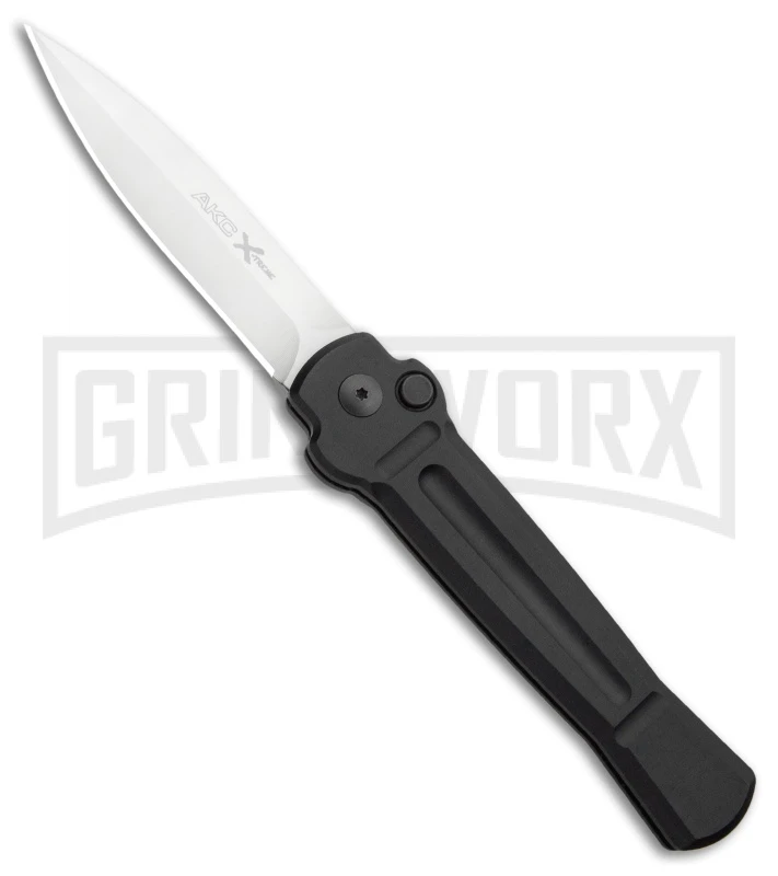 AKC X-treme Ace Black Automatic Knife - Satin Plain