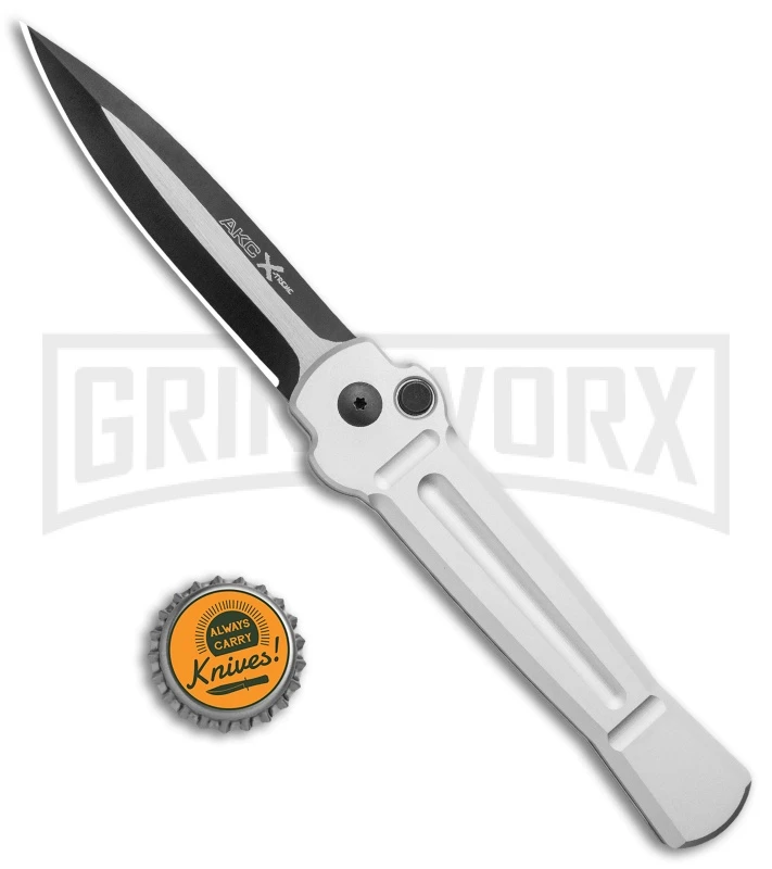 AKC X-treme Ace Silver Automatic Knife - Two Tone - Image 4