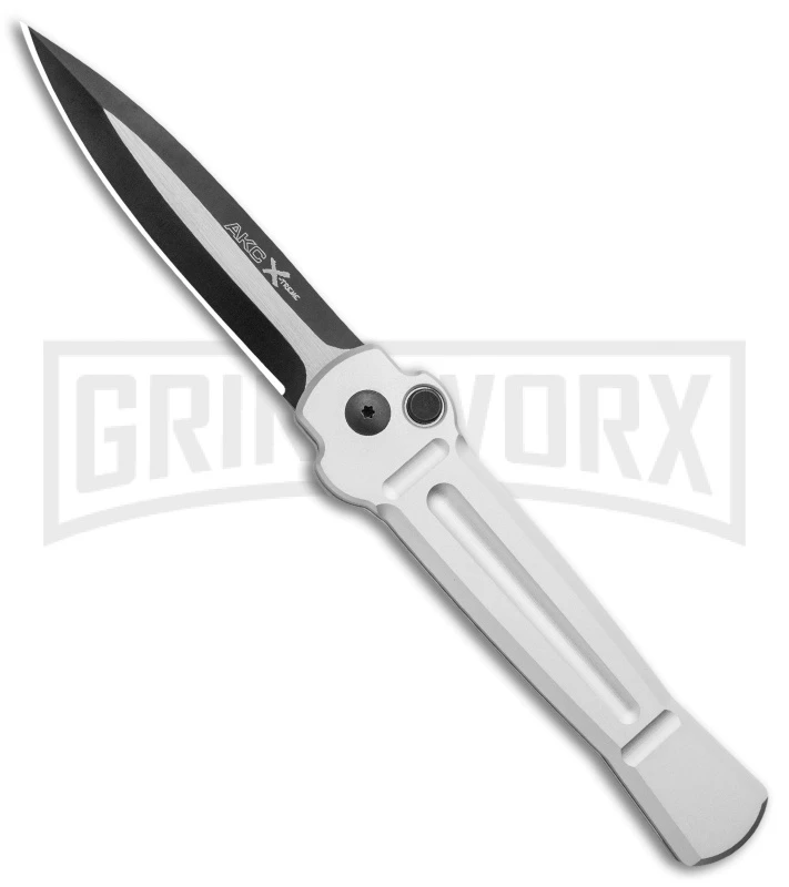 AKC X-treme Ace Silver Automatic Knife - Two Tone