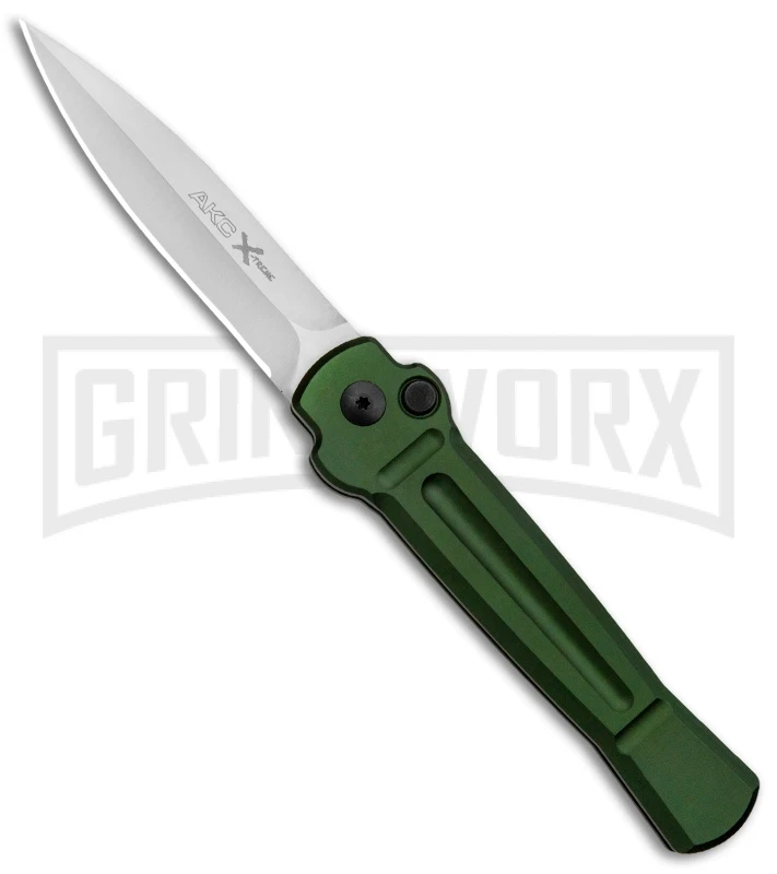 AKC X-treme Ace Green Automatic Knife - Satin Plain