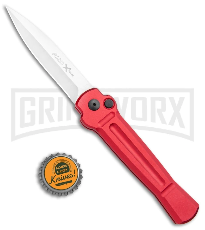 AKC X-treme Ace Red Automatic Knife - Satin Plain - Image 4