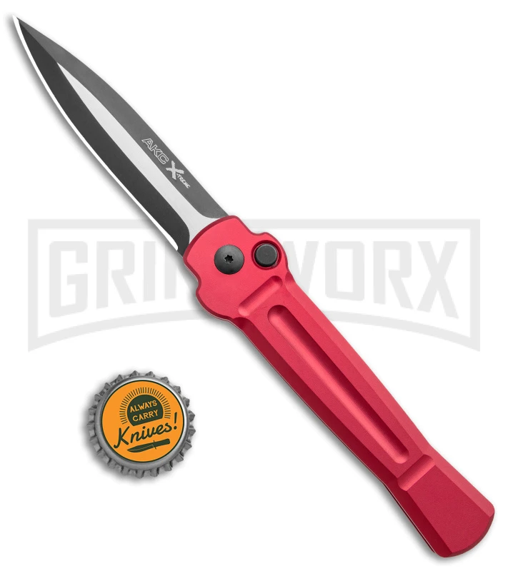 AKC X-treme Ace Red Automatic Knife - Two Tone Plain - Image 4