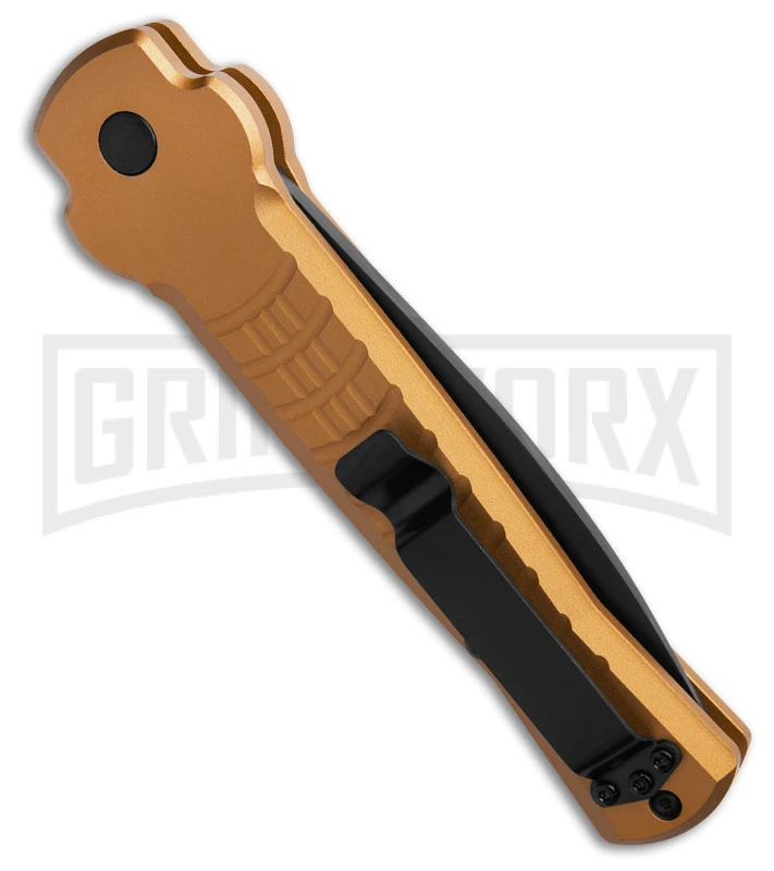 AKC X-treme Ace1 Gold Aluminum Automatic Knife - Black Plain - Image 3