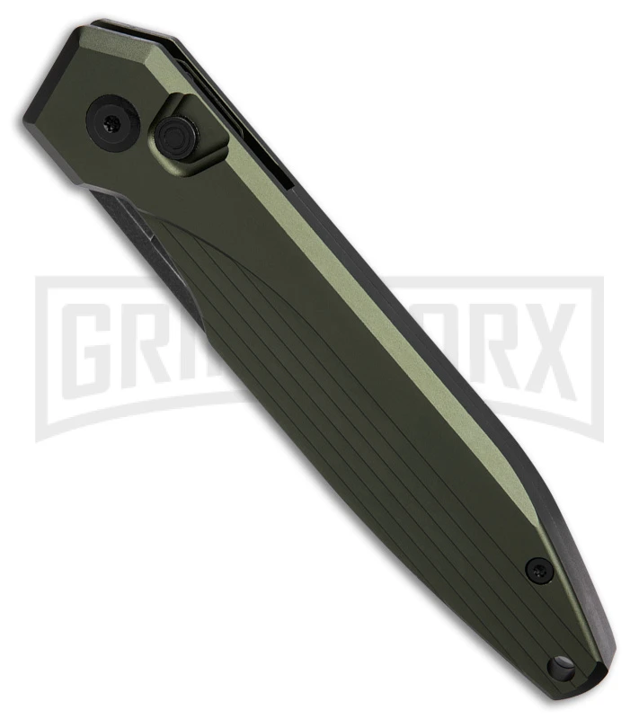 AKC X-treme Dandy Green Aluminum Automatic Knife - Black Stonewash Plain - Image 2